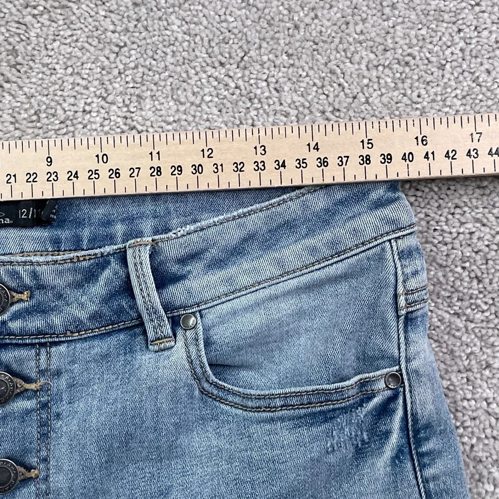 Prana Jeans Womens 12 31 Blue Gram Crop High Rise Button Fly Light Wash Denim
